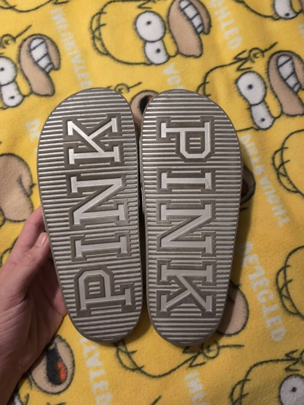 Victoria’s Secret PINK Silver Metallic Slide Sandals Women’s Size 8 Dog Logo